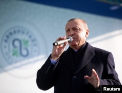 Turkish President Tayyip Erdogan speaks during an opening ceremony in Istanbul, Turkey, Dec. 23, 2018.