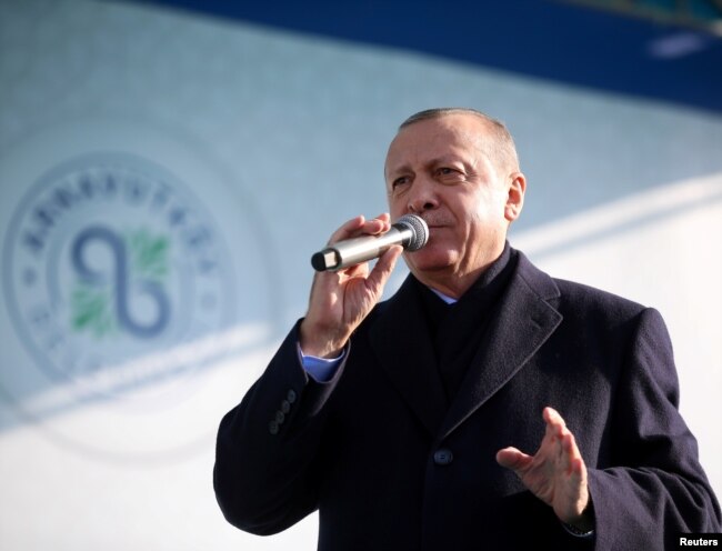 FILE - Turkish President Recep Tayyip Erdogan speaks in Istanbul, Dec. 23, 2018.