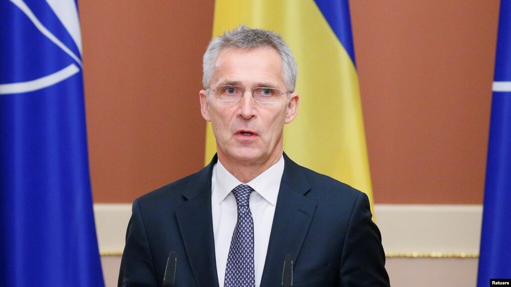 NATO Secretary-General Jens Stoltenberg speaks during a news conference following the talks with Ukrainian President Volodymyr Zelenskiy in Kiev, Ukraine October 31, 2019. (REUTERS/Gleb Garanich)