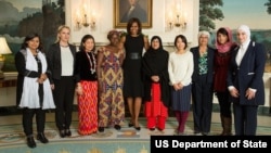 First Lady Michelle Obama meets with International Women of Courage Award recipients. 