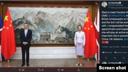 Screen shot of Chinese Ambassador Liu Xiaoming's Tweet published on September 16