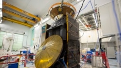 ESA's ExoMars Trace Gas Orbiter (TGO) and Schiaparelli, also known as the ExoMars Entry, descent and landing Demonstrator Module, are seen here during vibration testing at Thales Alenia Space, in Cannes, France, on 23 April 2015. (ESA)