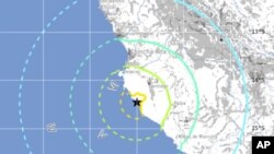 Peta gempa bumi Peru pada 2012.