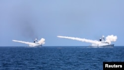 지난해 8월 중군 해군이 황해에서 실사격 훈련을 실시하고 있다. (자료사진) 