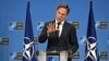 New NATO Secretary General Mark Rutte speaks during a press conference at NATO headquarters in Brussels, Belgium, Oct. 1, 2024.