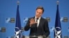 Sekretaris Jenderal NATO yang baru Mark Rutte berbicara dalam konferensi pers di markas besar NATO di Brussels, Belgia, Selasa, 1 Oktober 2024. (Harry Nakos/AP)