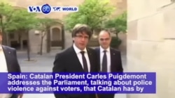 VOA60 World - Catalan Leaders Declare Independence, But Will Suspend Implementation