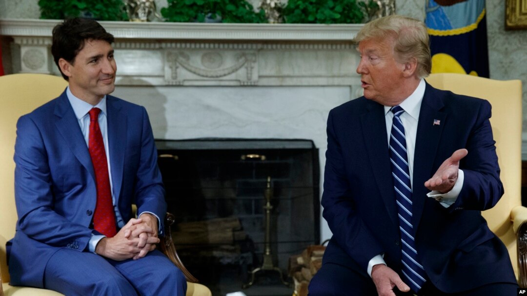 Tổng thống Mỹ Donald Trump và Thủ tướng Canada Justin Trudeau trong một cuộc gặp tại Tòa Bạch Ốc. Hình chụp hôm 20/6/19.