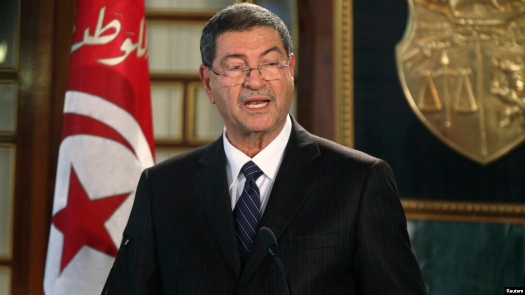 Tunisia's nominated prime minister Habib Essid speaks during his news conference, following a meeting with President Beji Caid Essebsi, Tunis, Jan. 23, 2015. 
