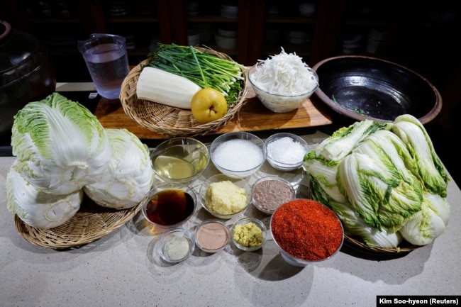 Ingredients to prepare kimchi at the Kimchi Culture Institute in Namyangju, South Korea, August 21, 2024. (REUTERS/Kim Soo-hyeon)