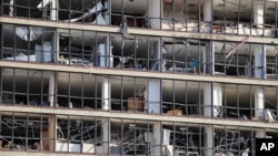 یک ساختمان آسیب دیده در اثر انفجار مهیب در بیروت در لبنان. ۵ اوت ۲۰۲۰