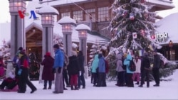 Many Asian Tourists Visit Santa Claus Village Near Rovaniemi, Finland