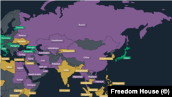 Freedom House Freedom of the NET map