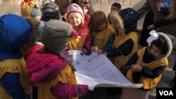 14 niños del centro de cuidado infantil de la ONU, Bright Horizons, participaron en un evento para conmemorar el aniversario de la Declaración de los Derechos Humanos. [Foto: Celia Mendoza]