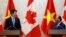 Thủ tướng Canada Justin Trudeau trong lễ đón tiếp tại Phủ thủ tướng ở Hà Nội. Thủ tướng Canada đã nêu vấn đền nhân quyền trong cuộc gặp với Thủ tướng Phúc hôm 8/11.