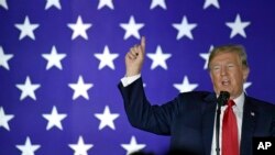 President Donald Trump speaks at a fundraiser in Fargo, N.D., Sept. 7, 2018. 