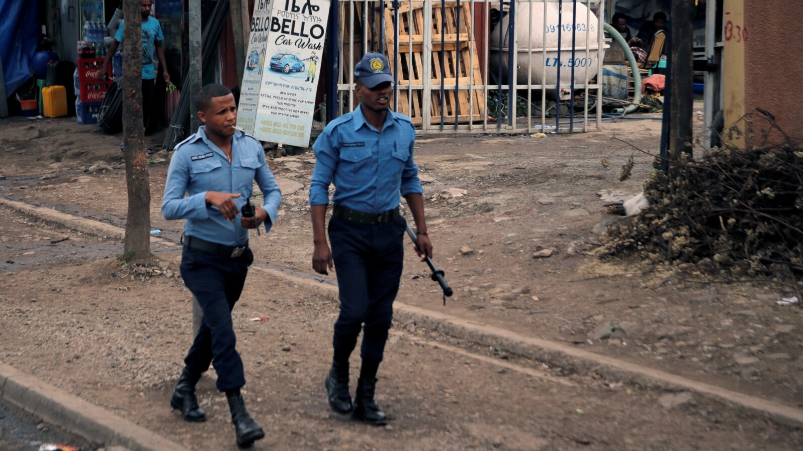 FILE - Police officers patrol along a road in Addis Ababa, Ethiopia February 21, 2018. (Reuters)