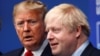 Presiden AS Donald Trump (kiri) dan PM Inggris Boris Johnson bertemu dalam pertemuan pemimpin NATO di Inggris, 4 Desember 2019 (foto: dok).