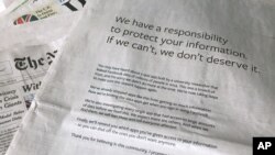 An advertisement in The New York Times is displayed on Sunday, March 25, 2018, in New York. Facebook’s CEO apologized for the Cambridge Analytica scandal with ads in multiple U.S. and British newspapers Sunday.