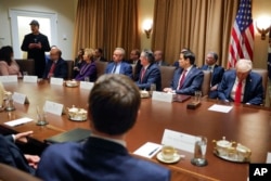 Elon Musk speaks as President Donald Trump holds a Cabinet meeting at the White House in Washington, Feb. 26, 2025.