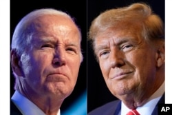 FILE - This combo image shows President Joe Biden, left, Jan. 5, 2024 and Republican presidential candidate former President Donald Trump, right, Jan. 19, 2024. (AP Photo, File)