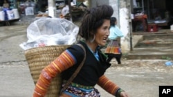 An ethnic Hmong minority woman returns home from a market in Phu Yen district, in Vietnam's northern Son La province, northwest of Hanoi (FILE).