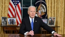 Presiden AS Joe Biden berbicara dari Ruang Oval di Gedung Putih, Washington, DC, saat ia menyampaikan pidato perpisahannya pada 15 Januari 2025. (Foto: Mandel Ngan/Pool via AP)