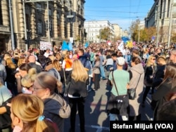 Protest prosvetnih radnika ispred zgrade Vlade Srbije, u Beogradu, 1. novembra 2024.