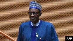 FILE - Nigeria's President Muhammadu Buhari is pictured after speaking at an African Union summit in Addis Ababa, Ethiopia, Jan. 28, 2018.
