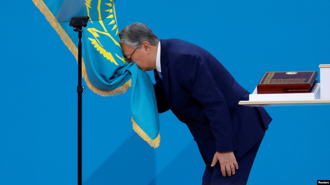 Qosim-Jo'mart Tokayev Qozog'iston prezidenti sifatida poytaxt Nursultonda 2019-yilning 12-iyunida qasamyod qilgan 