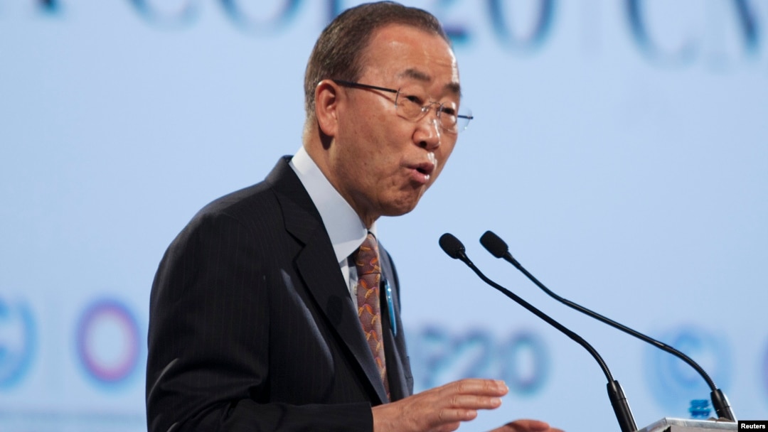 Sekjen PBB, Ban Ki-moon berbicara pada konferensi perubahan iklim COP 20 di Lima, Peru (11/12).