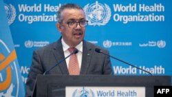 Direktur Jenderal WHO, Tedros Adhanom Ghebreyesus berbicara di Jenewa, Swiss