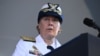 FILE - Admiral Linda Fagan speaks at the U.S. Coast Guard change of command ceremony at USCG Headquarters in Washington, on June 1, 2022. 