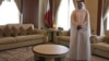 Emir of Qatar, Sheik Tamim bin Hamad Al Thani, waits for the arrival of U.S. Secretary of Defense Chuck Hagel, in Doha, Qatar. (AP Photo/Mark Wilson, Pool)