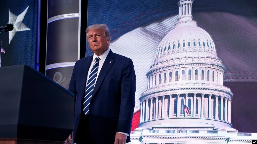 El presidente Donald Trump durante la reunión del Consejo de Política Nacional de 2020, el viernes 21 de agosto de 2020 en Arlington, Virginia.
