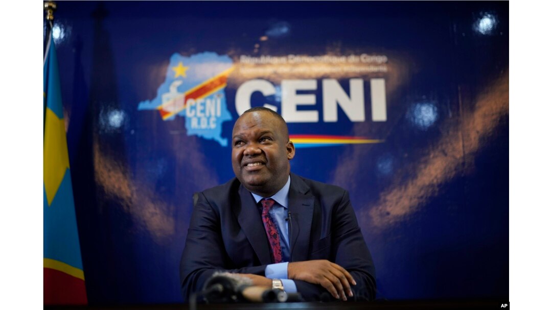 FILE - Corneille Nangaa, the president of the independent electoral commission (CENI), speaks to reporters December 24, 2018 in Kinshasa, Democratic Republic of the Congo.