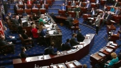 In this image from video, senators vote during the second impeachment trial of former President Donald Trump at the U.S. Capitol in Washington, Feb. 13, 2021.