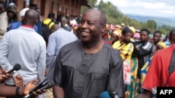 Evariste Ndayishimiye, Burundi's Presidential candidate of the ruling party CNDD-FDD, speaks to the media after voting during presidential and general elections at Bubu Primary school in Giheta, May 20, 2020. 