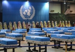 FILE - U.S. General Vincent Brooks, commander of the U.N. Command, U.S. Forces Korea and Combined Forces Command, speaks during a repatriation ceremony for the remains of U.S. soldiers who were killed in the Korean War and collected in North Korea.