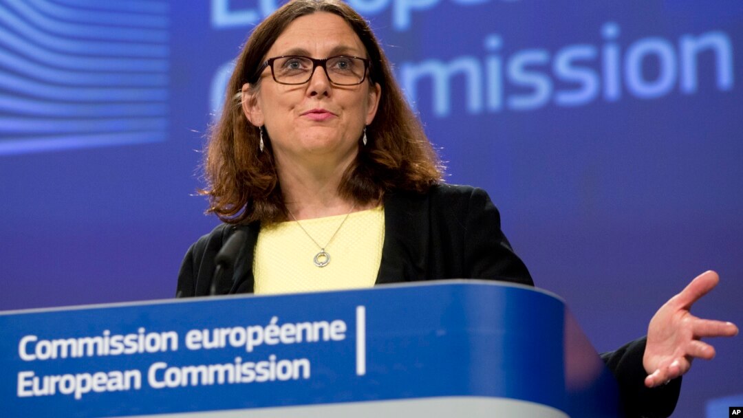 Komisioner Perdagangan Uni Eropa, Cecilia Malmstrom berbicara di Brussels, Belgia (foto: dok). 