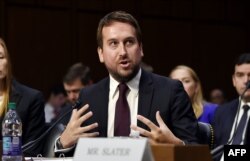 FILE - Nick Pickles, public policy director for Twitter, speaks during a full committee hearing, in Washington, Sept. 18, 2019.