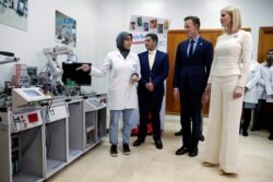 Ivanka Trump, the daughter and senior adviser to President Donald Trump, tours a Moroccan aviation facility, the Specialized Institute in Aircraft Aeronautics and Aircraft Logistics, Nov. 8, 2019, in Casablanca, Morocco.