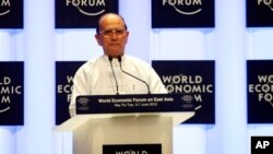 Burma's President Thein Sein speaks during opening ceremony of World Economic Forum, June 6, 2013