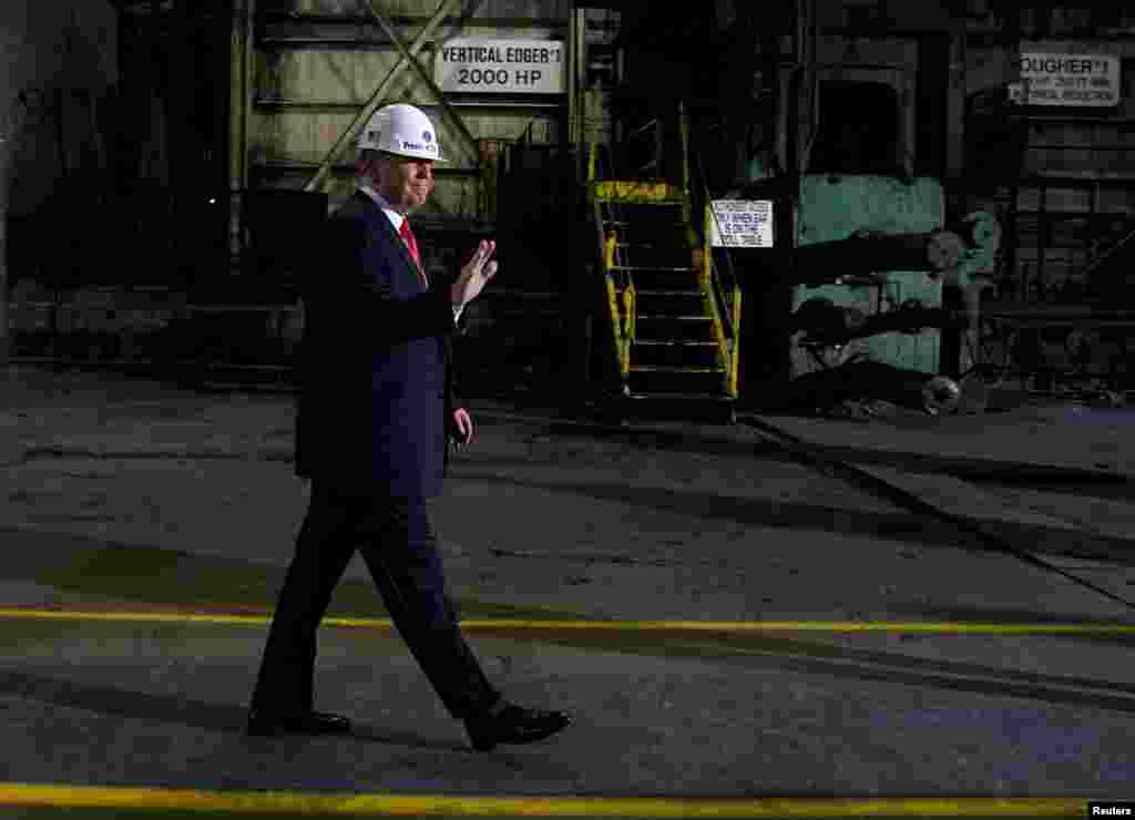 U.S. President Donald Trump tours the Granite City Works hot strip steel mill in Granite City, Illinois, U.S., July 26, 2018.