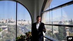 Dave Harden, Director for the U.S. Agency for International Development mission in the West Bank and Gaza Strip, speaks during an interview with The Associated Press in Jerusalem, July 13, 2016.