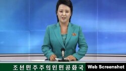 북한이 7일 발표한 유엔 안보리 새 대북제재 관련 '정부성명'을 조선중앙TV 아나운서가 낭독하고 있다.