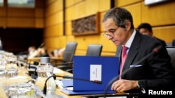 International Atomic Energy Agency Director General Rafael Grossi arrives on the opening day of the agency's quarterly Board of Governors meeting at the IAEA headquarters in Vienna, Nov. 20, 2024.