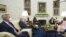 President Joe Biden and Vice President Kamala Harris hold a bipartisan meeting with congressional leaders in the Oval Office of the White House in Washington, May 12, 2021.
