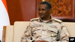 FILE — Leader of Sudan's paramilitary Rapid Support Forces, RSF, is pictured while listening to Russian Foreign Minister Sergey Lavrov during their meeting in Khartoum, on Thursday, February 9, 2023.