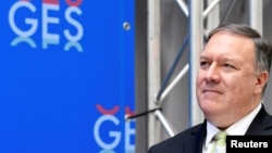 U.S. Secretary of State Mike Pompeo listens during the opening reception for the GES 2019, The Hague, Netherlands, June 3, 2019.